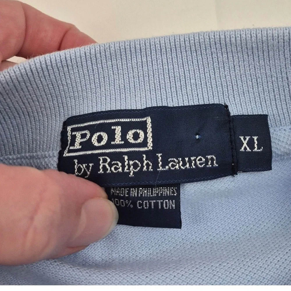 Polo Ralph Lauren Mens XL Light Blue Piqué Polo Shirt Red Pony Logo Classic Golf